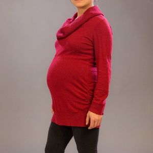 A Pea in the Pod burgundy cowl neck tunic sweater